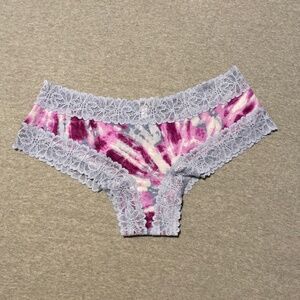 Victoria’s Secret PINK Lace Trim Cheeky Panty Blue Purple Tie Dye Medium M